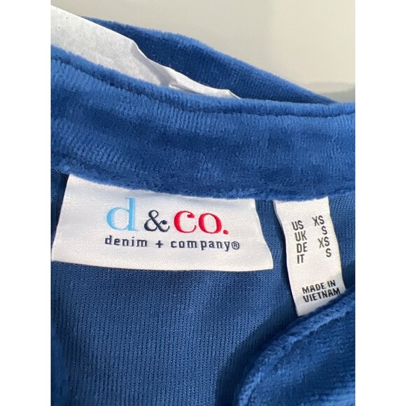 Denim and Co Regular Velour Split Banded V Neck Hi Low Tunic XS Cobalt Blue NEW - Picture 4 of 7